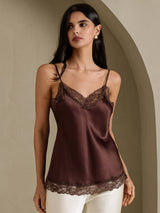 [Brown] SilkSilky-UK Spaghetti Strap V Neck Camisole 006