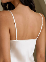 [White] SilkSilky-UK Spaghetti Strap V Neck Nightdress 005