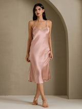 [Tuscany] SilkSilky-UK Spaghetti Strap V Neck Nightdress 001