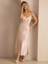 [Pink] SilkSilky-UK Spaghetti Strap V Neck Dress 006
