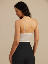 [White] SilkSilky-UK Spaghetti Strap V Neck Camisole 002
