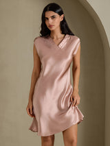 [Tuscany] SilkSilky-UK Cap Sleeve V Neck Nightdress 006