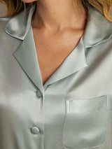 [Light Blue] SilkSilky-UK Pure Silk Notch Collar Women's Pyjamas 007,