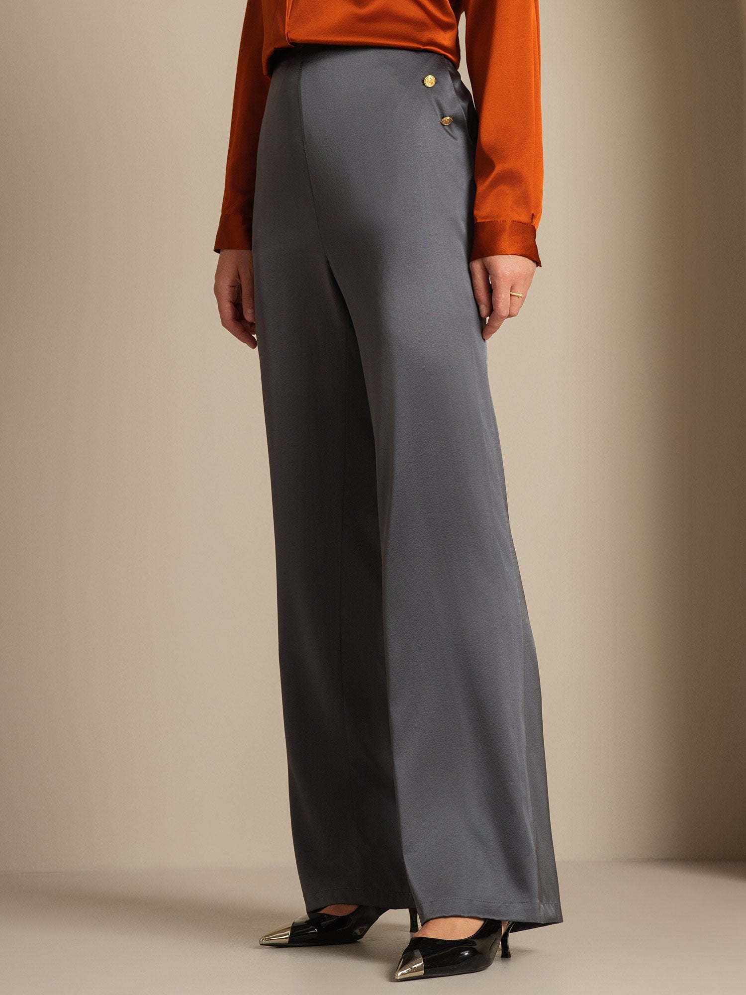 [Dark Gray] SilkSilky-UK 19Momme Silk Womens Pants 005,