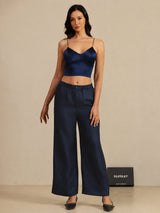 [Dark Blue] SilkSilky-UK Spaghetti Strap V Neck Camisole 007