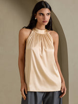 [Champagne] SilkSilky-UK Sleeveless Halter Women's T-Shirt 001