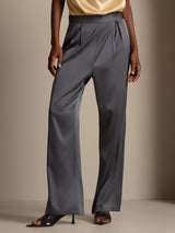 [Dark Gray] SilkSilky-UK 19Momme Stretch Silk Charmeuse Women's Pants 003