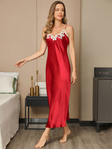[Wine] SilkSilky-UK Spaghetti Strap V Neck Dress 005