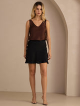 [Coffee] SilkSilky-UK Sleeveless V Neck Camisole 006