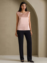 [Tuscany] SilkSilky-UK Cap Sleeve Round Neck Women's T-Shirt 006