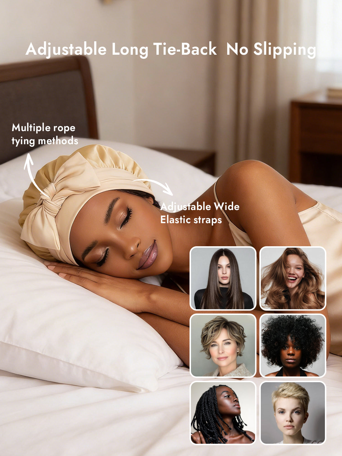 [Champagne] SilkSilky-UK Pure Silk Sleep Cap 004