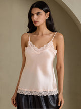 [Pink] SilkSilky-UK Spaghetti Strap V Neck Camisole 001
