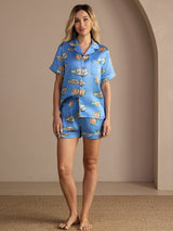 [Blue Fish] SilkSilky-UK Short Sleeve Lapel Collar Women's Pyjamas 005