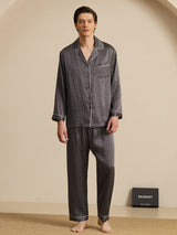 [Black Ginkgo] SilkSilky-UK 19Momme Long Sleeve Notch Collar Men's Pyjamas 007
