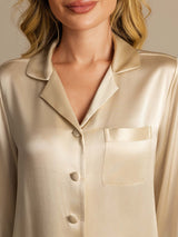 [Champagne] SilkSilky-UK Long Sleeve Lapel Collar Women's Pyjamas 008