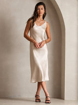 [Beige] SilkSilky-UK Sleeveless Dress 004