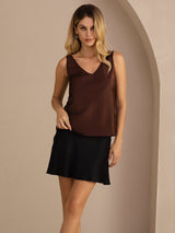 [Coffee] SilkSilky-UK Sleeveless V Neck Camisole 005