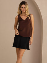 [Coffee] SilkSilky-UK Sleeveless V Neck Camisole 005
