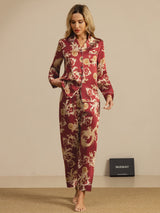 [Wine Dragon] SilkSilky-UK Long Sleeve Notch Collar Women's Pyjamas 007