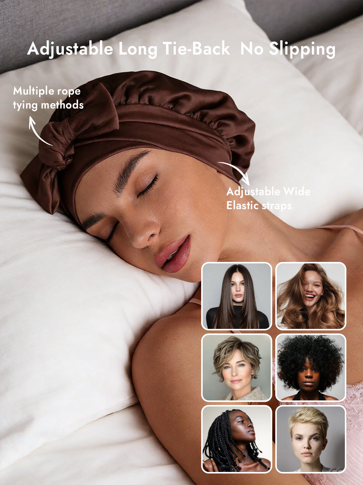 [Coffee] SilkSilky-UK Pure Silk Sleep Cap 004