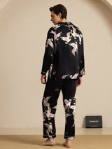 [Black] SilkSilky-UK Long Sleeve Lapel Collar Men's Pyjamas 002