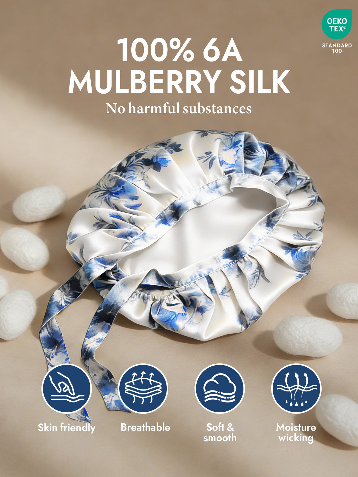 [Blue and White Porcelain] SilkSilky-UK Sleep Cap 002