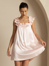 [Pink] SilkSilky-UK Sleeveless Square Neck Nightdress 005