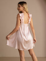 [Pink] SilkSilky-UK Sleeveless Square Neck Nightdress 002