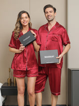 [Wine] SilkSilky-UK Pure Silk Short Sleeve Couple 005