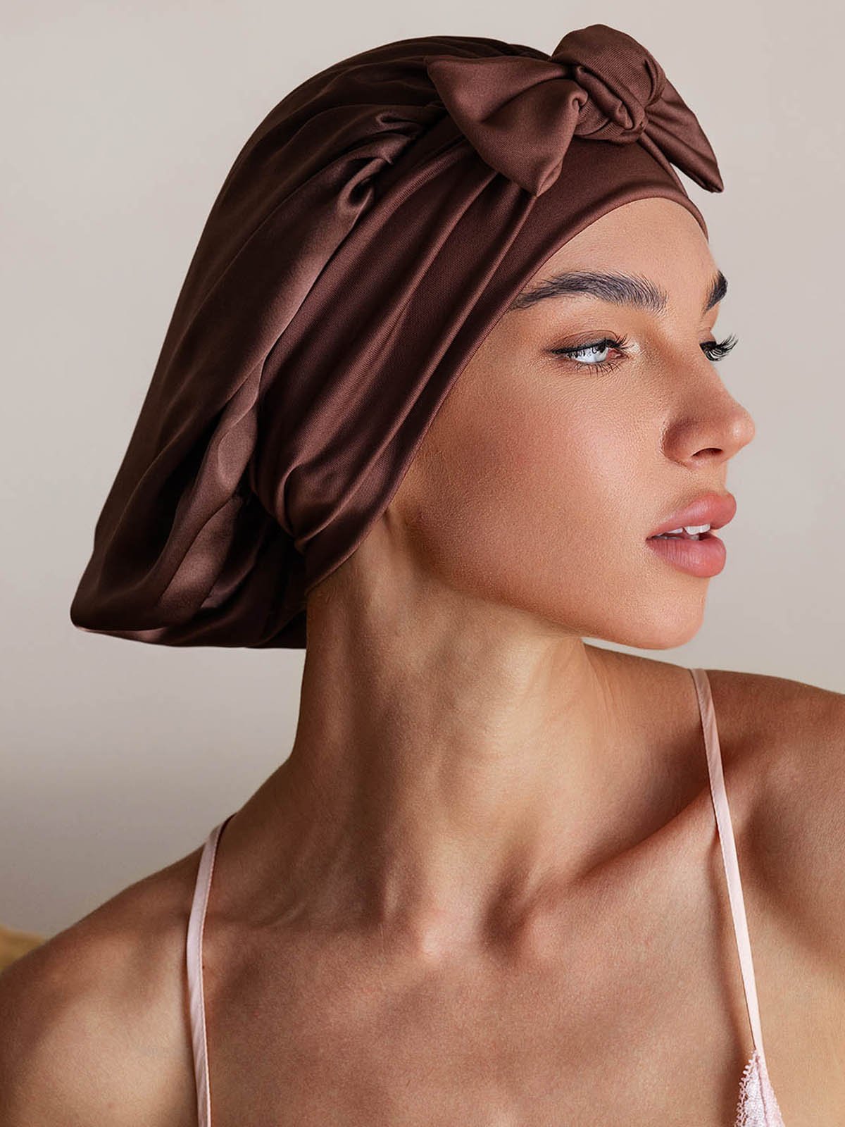 [Coffee] SilkSilky-UK Pure Silk Sleep Cap 005