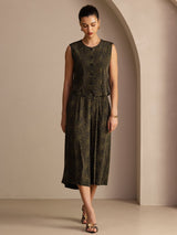 [Pine Vintage] SilkSilky-UK Sleeveless Crew Neck Women's Outfit Sets 005