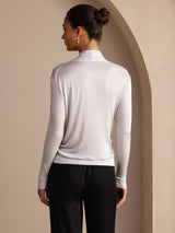 [Gray] SilkSilky-UK Long Sleeve Wrap Women's Blouse 002