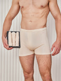 3Pcs Mulberry Silk Knitted Open Front Boxer Briefs for Men