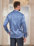 SilkSilky UK Silk Long Sleeve Collar Men's Shirt LightBlue 002