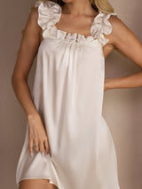 [White] SilkSilky-UK Sleeveless Square Neck Nightdress 004