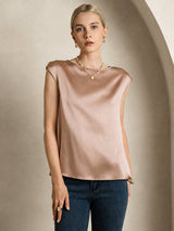 [Tuscany] SilkSilky-UK Cap Sleeve Round Neck Women's T-Shirt 001