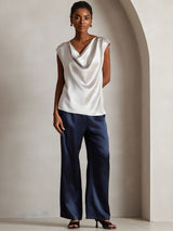 [Light Gray] SilkSilky-UK Cap Sleeve Cowl Neck Women's T-Shirt 001