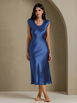 [Real Teal] SilkSilky-UK Cap Sleeve Dress 004