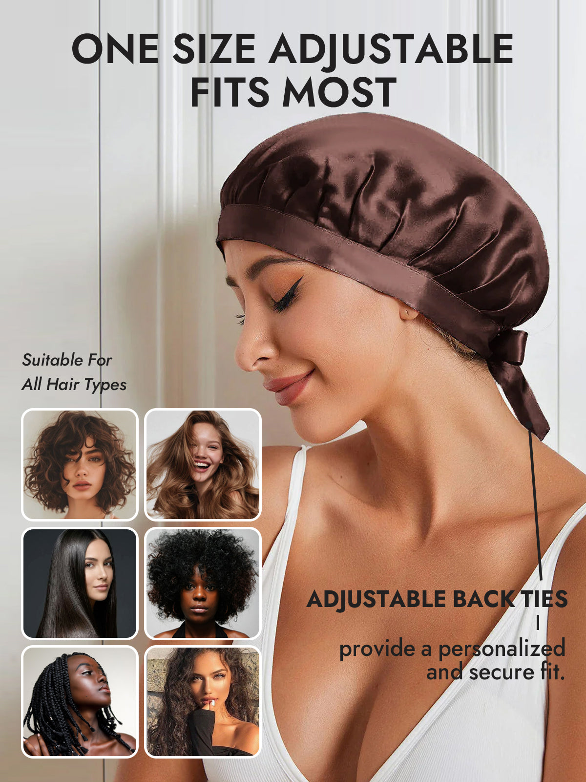 [Coffee] SilkSilky-UK Pure Silk Sleep Cap 005