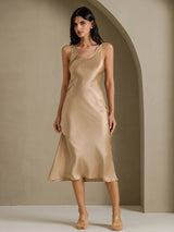 [Champagne Gold] SilkSilky-UK Sleeveless Dress 006