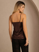[Brown] SilkSilky-UK Spaghetti Strap V Neck Camisole 002