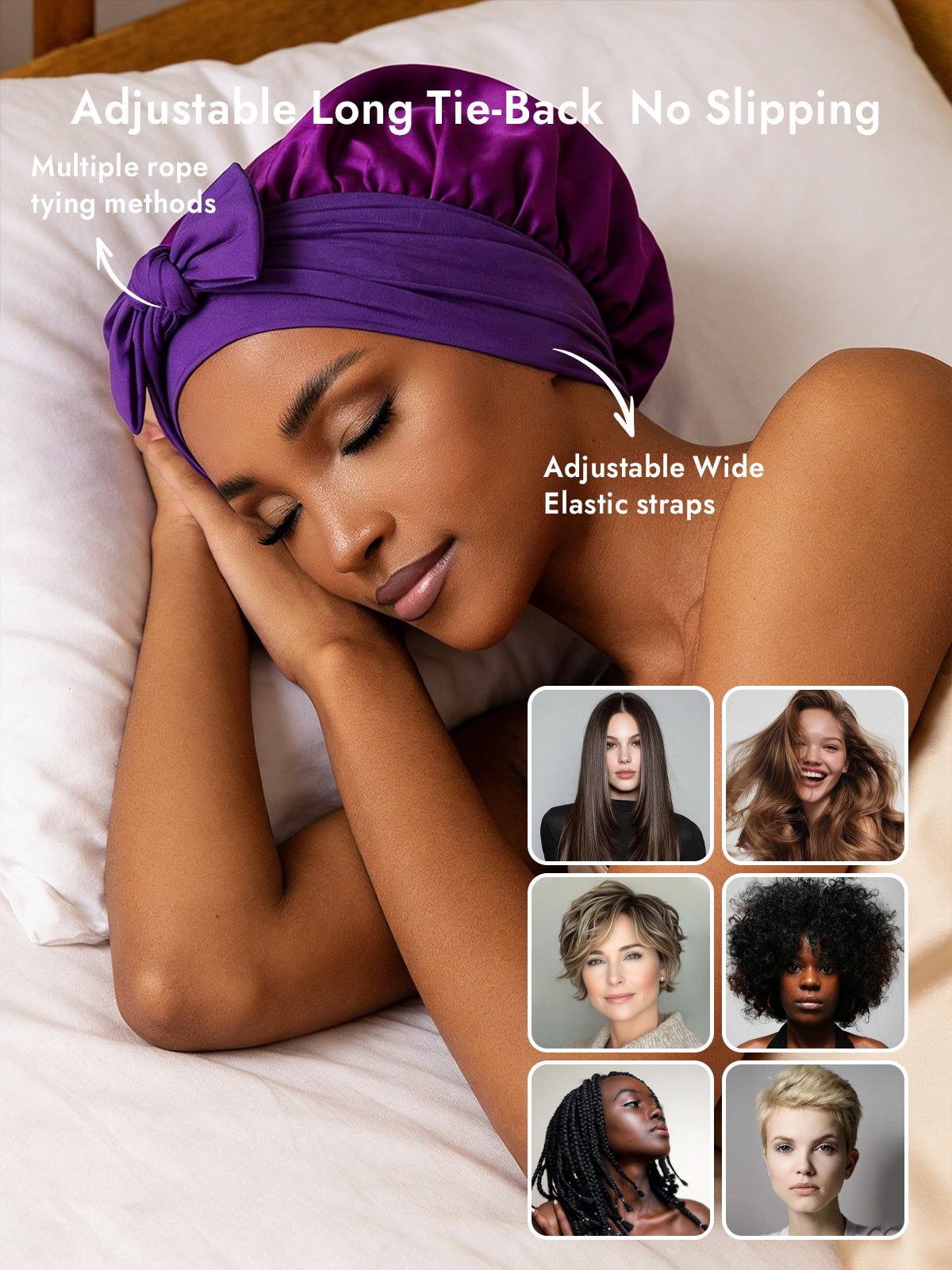 [Purple] SilkSilky-UK Pure Silk Sleep Cap 004