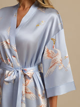 [Light Blue] SilkSilky-UK 3/4 Sleeve Women's Dressing Gown 005