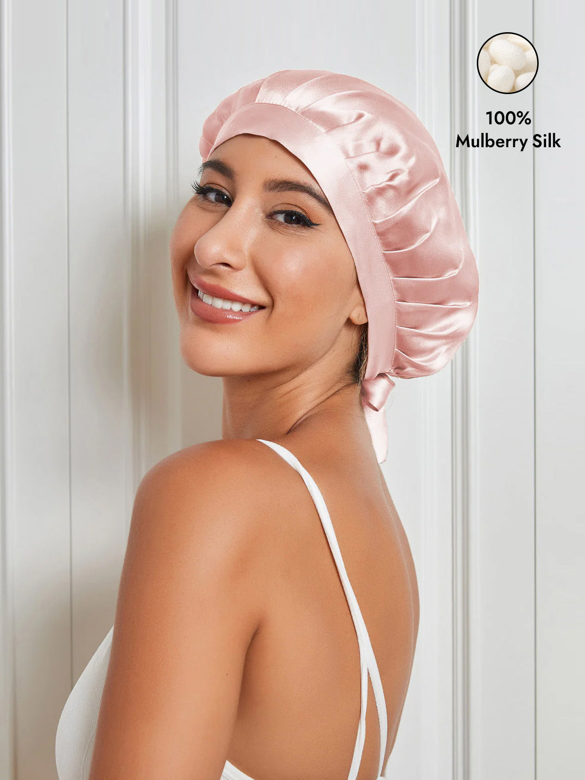 [Pink] SilkSilky-UK Pure Silk Sleep Cap 001