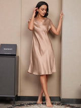 [Tuscany] SilkSilky-UK Cap Sleeve V Neck Nightdress 004