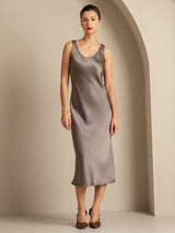 [Dark Khaki] SilkSilky-UK Sleeveless Dress 001