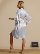 [Light Blue] SilkSilky-UK 3/4 Sleeve Women's Dressing Gown 002