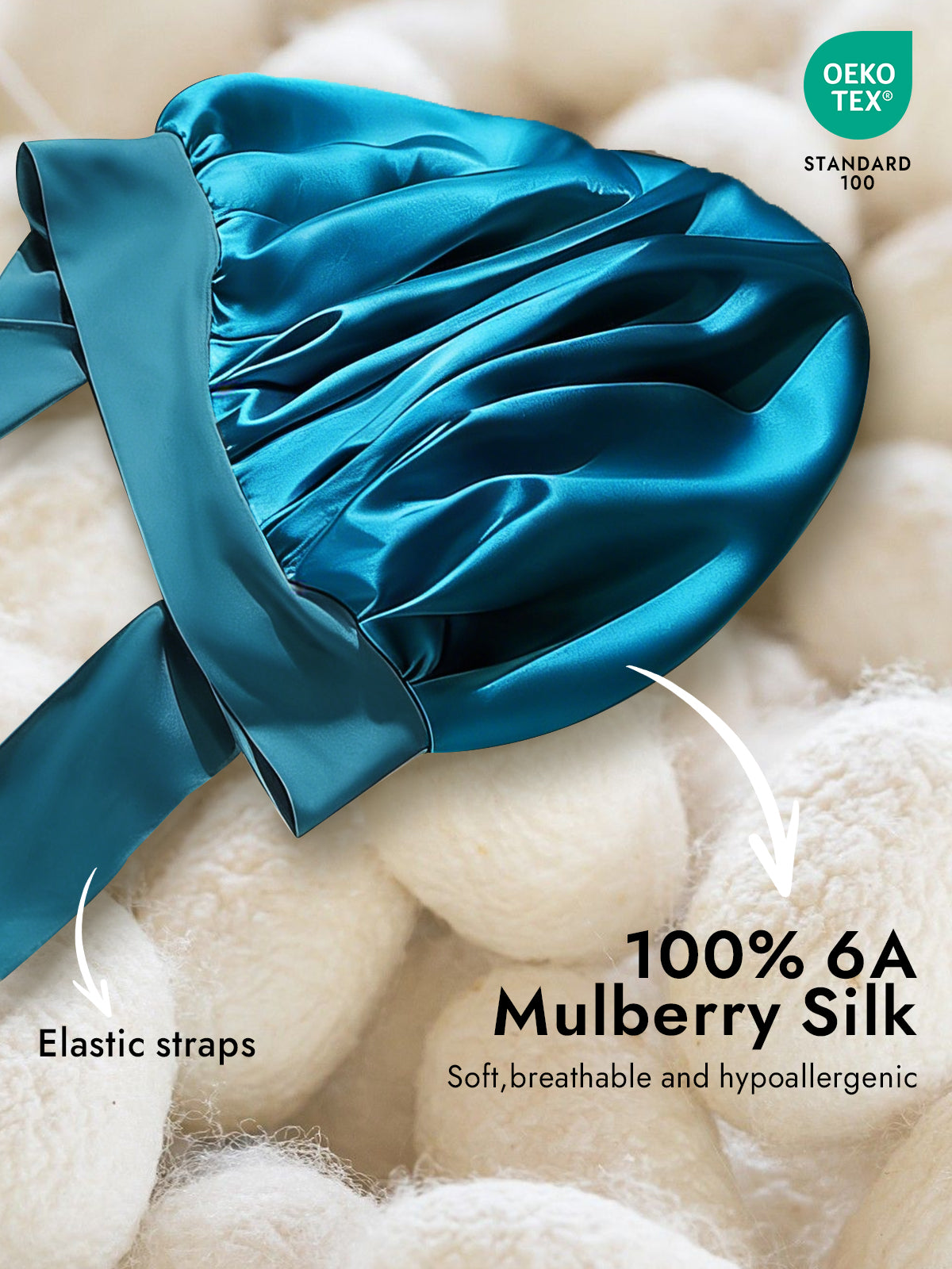 [Teal] SilkSilky-UK Pure Silk Sleep Cap 002