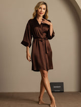 [Coffee] SilkSilky-UK 3/4 Sleeve Women's Dressing Gown 007