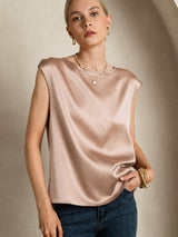 [Tuscany] SilkSilky-UK Cap Sleeve Round Neck Women's T-Shirt 003
